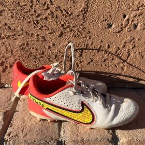 Nike Tiempo Red and White Soccer Cleats